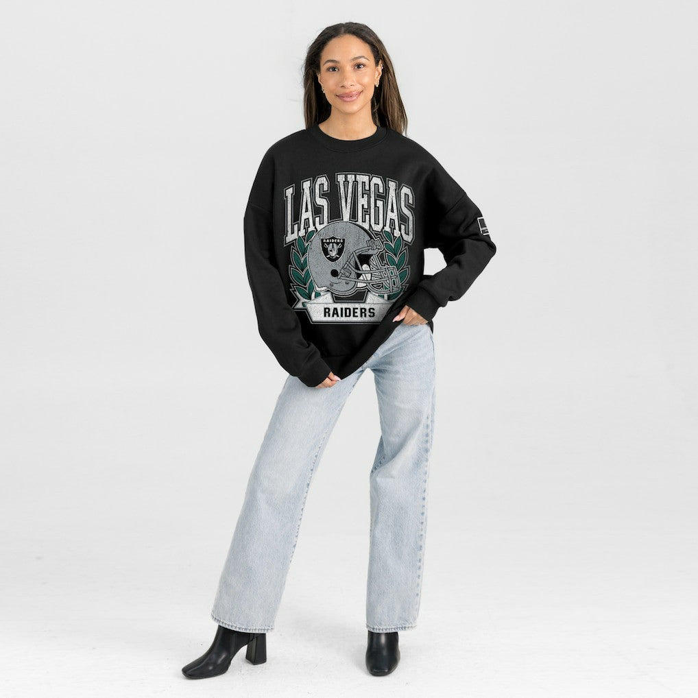 Las Vegas Raiders Gameday Couture Women's Oversized Victory Lane Black Label Premium Fleece Sweatshirt Black