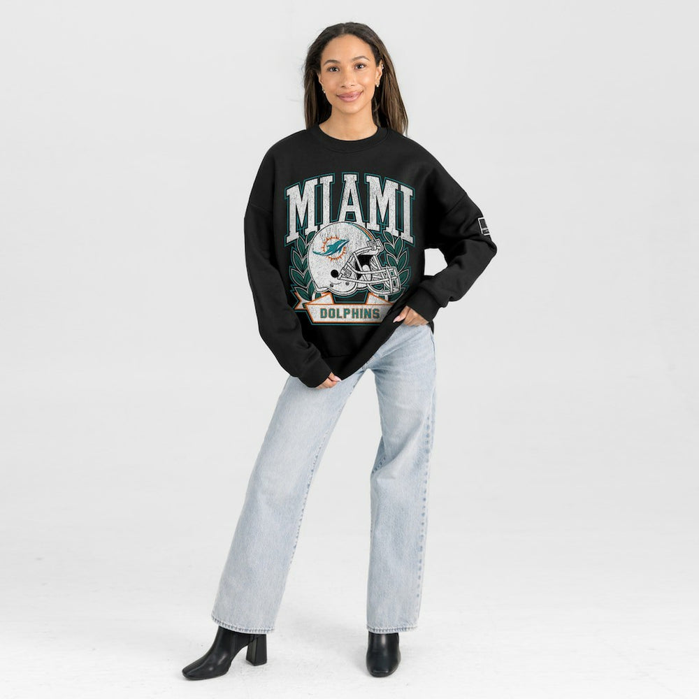 Miami Dolphins Gameday Couture Women's Oversized Victory Lane Black Label Premium Fleece Sweatshirt Black
