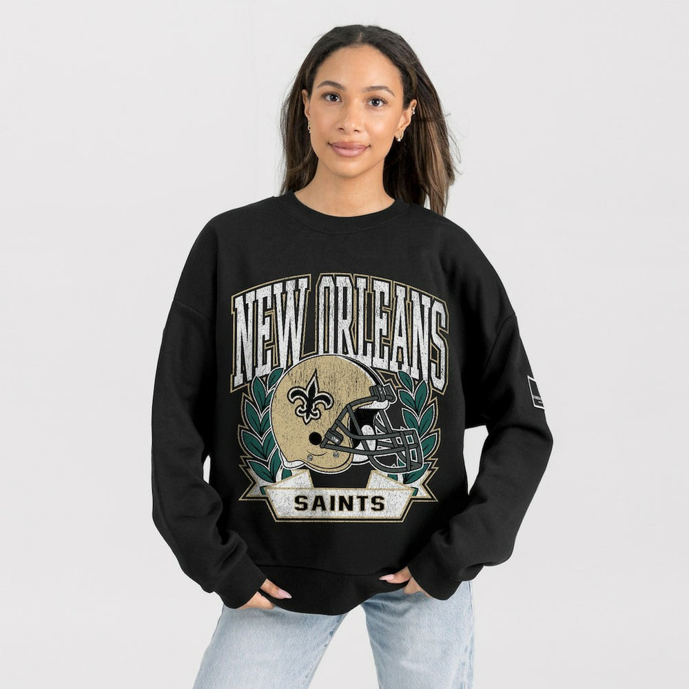 New Orleans Saints Gameday Couture Women's Oversized Victory Lane Black Label Premium Fleece Sweatshirt Black