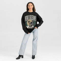 New Orleans Saints Gameday Couture Women's Oversized Victory Lane Black Label Premium Fleece Sweatshirt Black