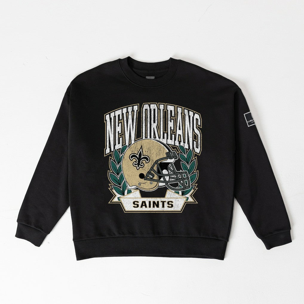 New Orleans Saints Gameday Couture Women's Oversized Victory Lane Black Label Premium Fleece Sweatshirt Black