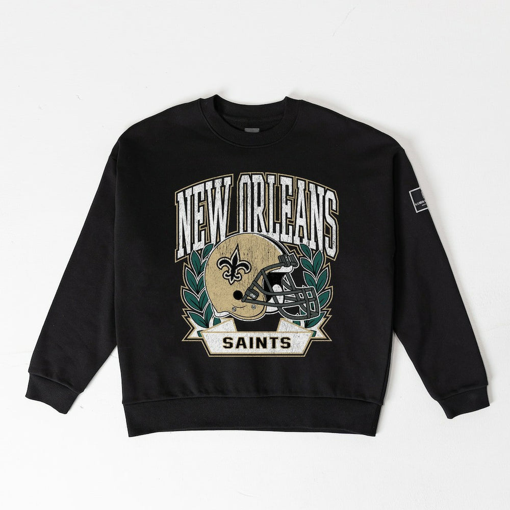 New Orleans Saints Gameday Couture Women's Oversized Victory Lane Black Label Premium Fleece Sweatshirt Black