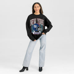 New York Giants Gameday Couture Women's Oversized Victory Lane Black Label Premium Fleece Sweatshirt Black