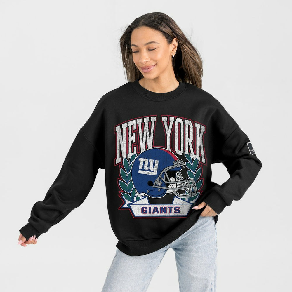 New York Giants Gameday Couture Women's Oversized Victory Lane Black Label Premium Fleece Sweatshirt Black