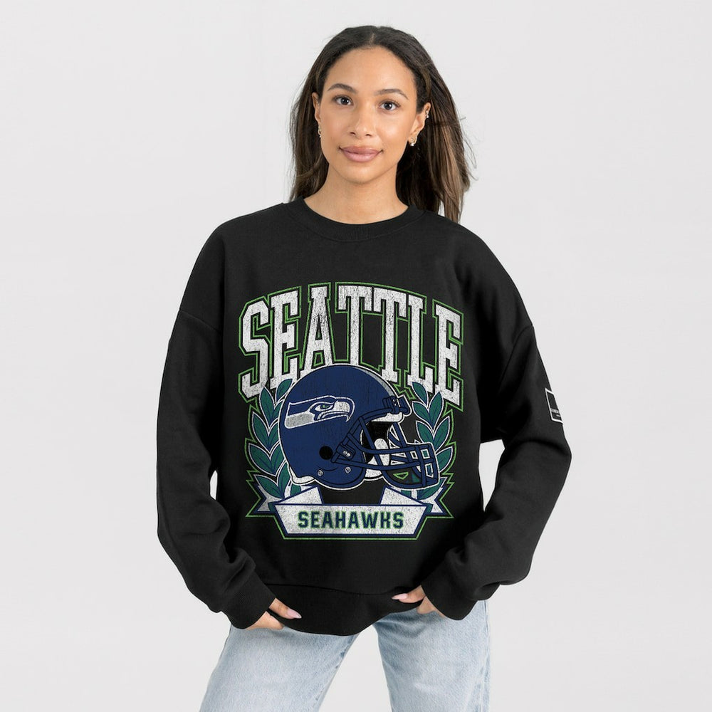 Seattle Seahawks Gameday Couture Women's Oversized Victory Lane Black Label Premium Fleece Sweatshirt Black