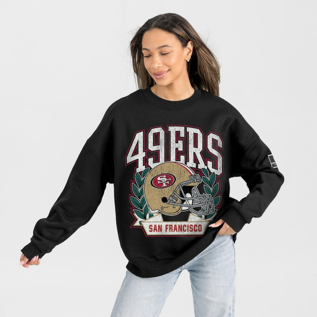 San Francisco 49ers Gameday Couture Women's Oversized Victory Lane Black Label Premium Fleece Sweatshirt Black