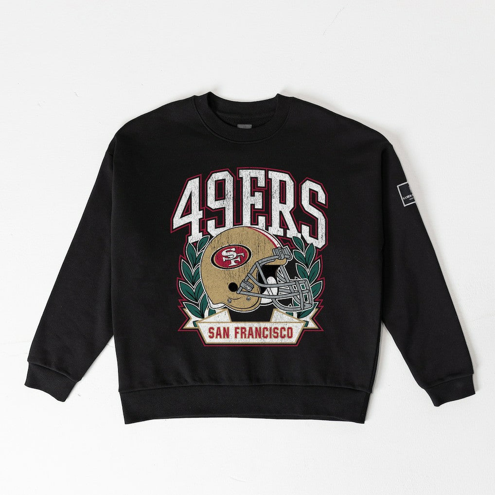 San Francisco 49ers Gameday Couture Women's Oversized Victory Lane Black Label Premium Fleece Sweatshirt Black