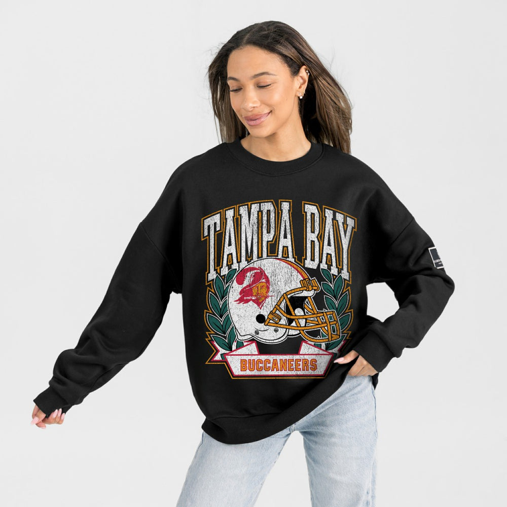 Tampa Bay Buccaneers Gameday Couture Women's Oversized Victory Lane Black Label Premium Fleece Sweatshirt Black