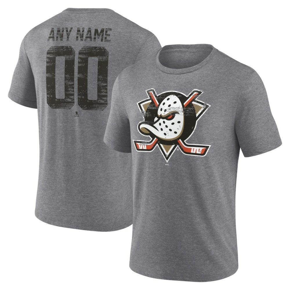 Anaheim Ducks Heritage Custom Tri-Blend T-Shirt - Gray - NHL 203467396