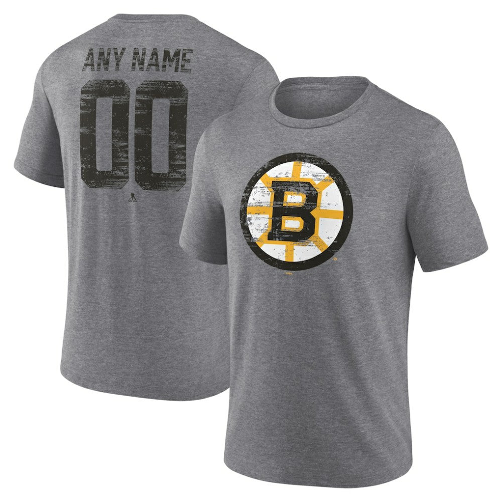 Boston Bruins Heritage Custom Tri-Blend T-Shirt - Gray - NHL 203467398