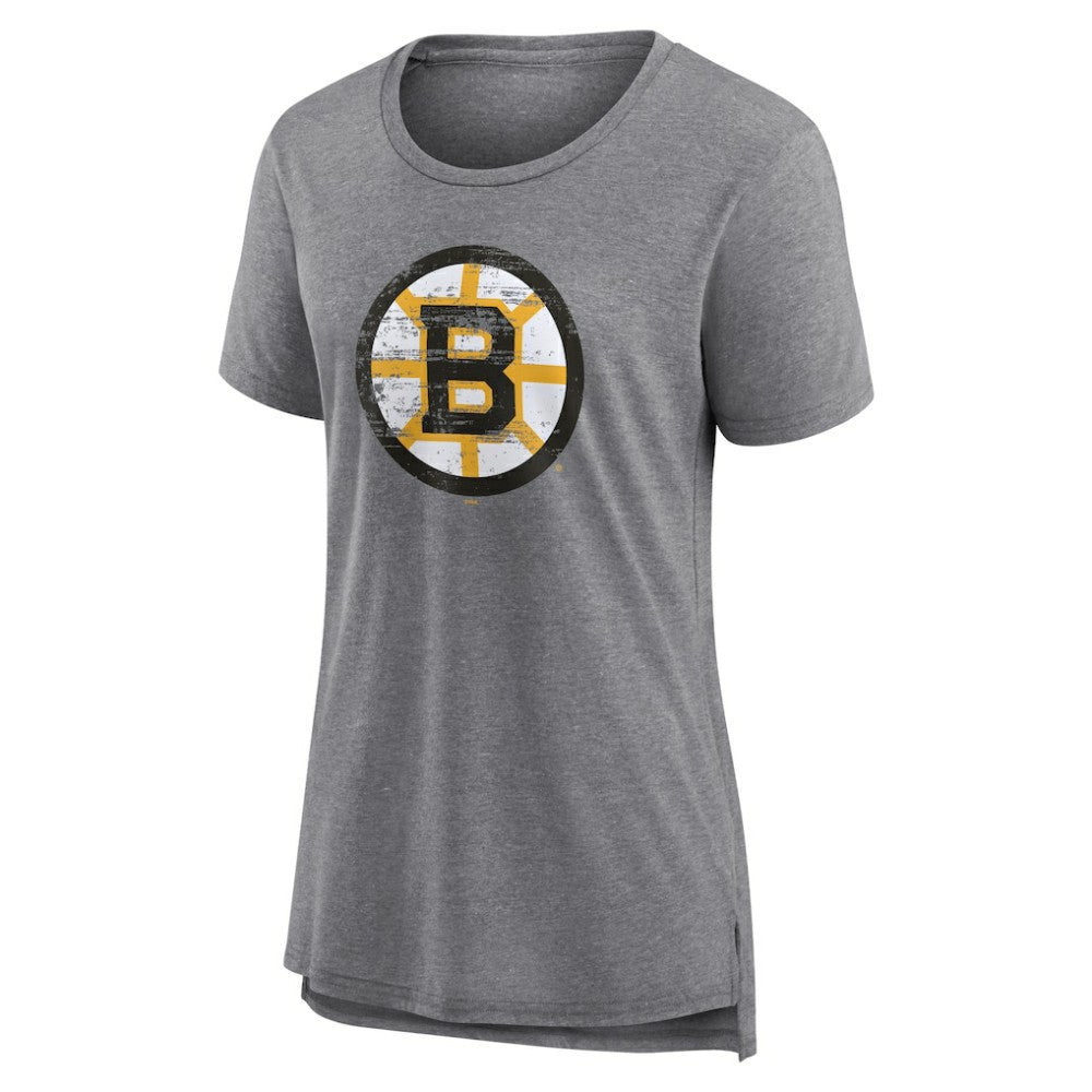 Boston Bruins Women's Heritage Custom Tri-Blend T-Shirt - Gray - NHL 203467399