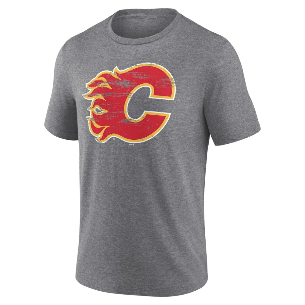 Calgary Flames Heritage Custom Tri-Blend T-Shirt - Gray - NHL 203467402