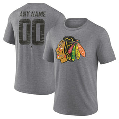 Chicago Blackhawks Heritage Custom Tri-Blend T-Shirt - Gray - NHL 203467406
