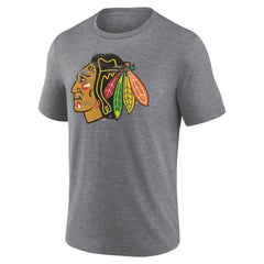Chicago Blackhawks Heritage Custom Tri-Blend T-Shirt - Gray - NHL 203467406