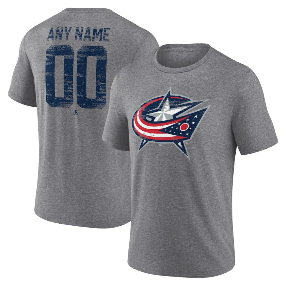 Columbus Blue Jackets Heritage Custom Tri-Blend T-Shirt - Gray - NHL 203467410
