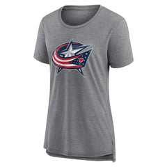 Columbus Blue Jackets Women's Heritage Custom Tri-Blend T-Shirt - Gray - NHL 203467411