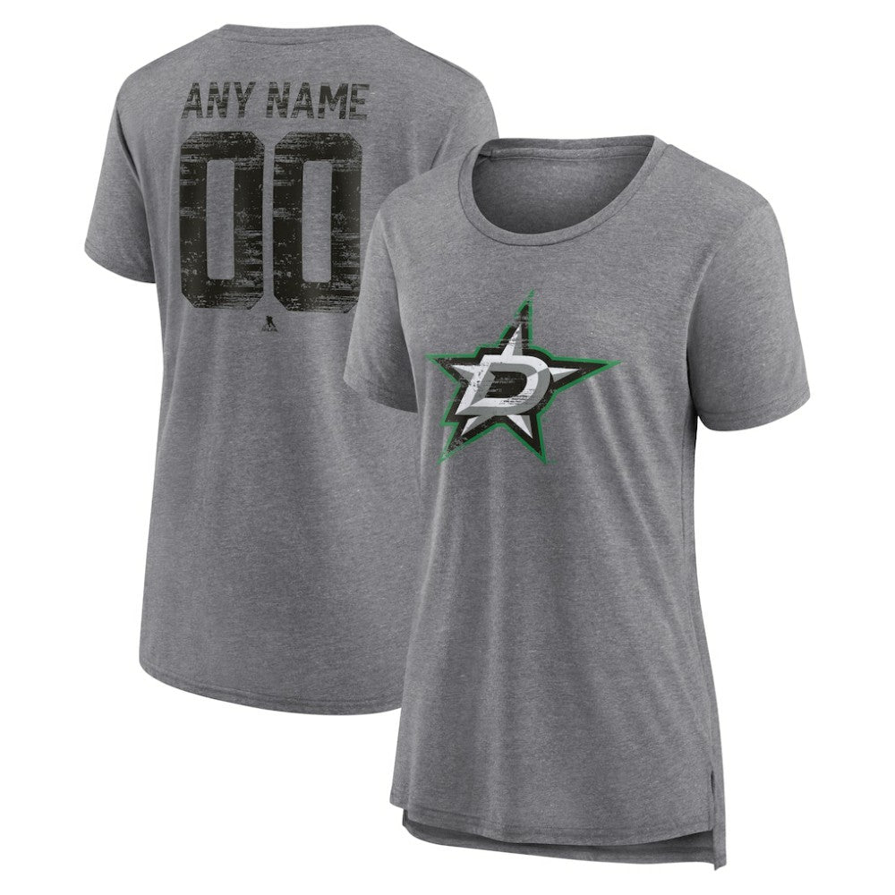 Dallas Stars Women's Heritage Custom Tri-Blend T-Shirt - Gray - NHL 203467413