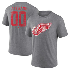 Detroit Red Wings Heritage Custom Tri-Blend T-Shirt - Gray - NHL 203467414
