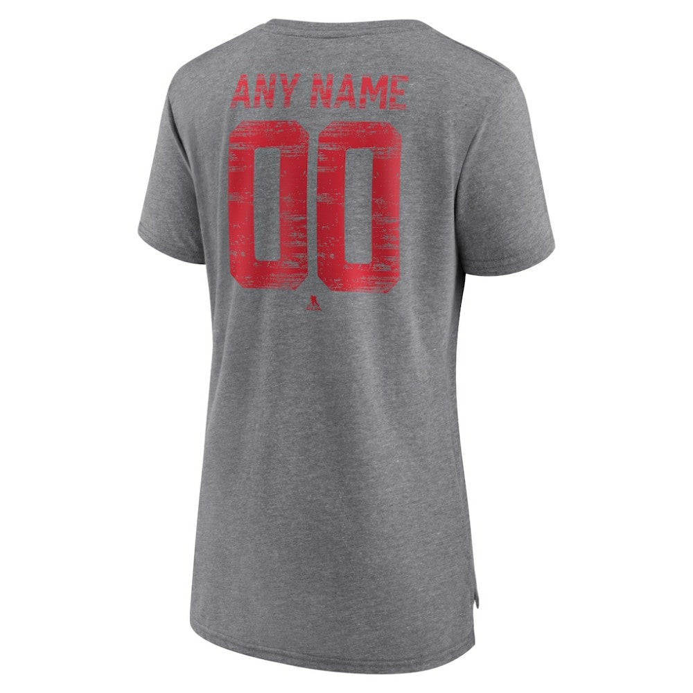 Detroit Red Wings Women's Heritage Custom Tri-Blend T-Shirt - Gray - NHL 203467415