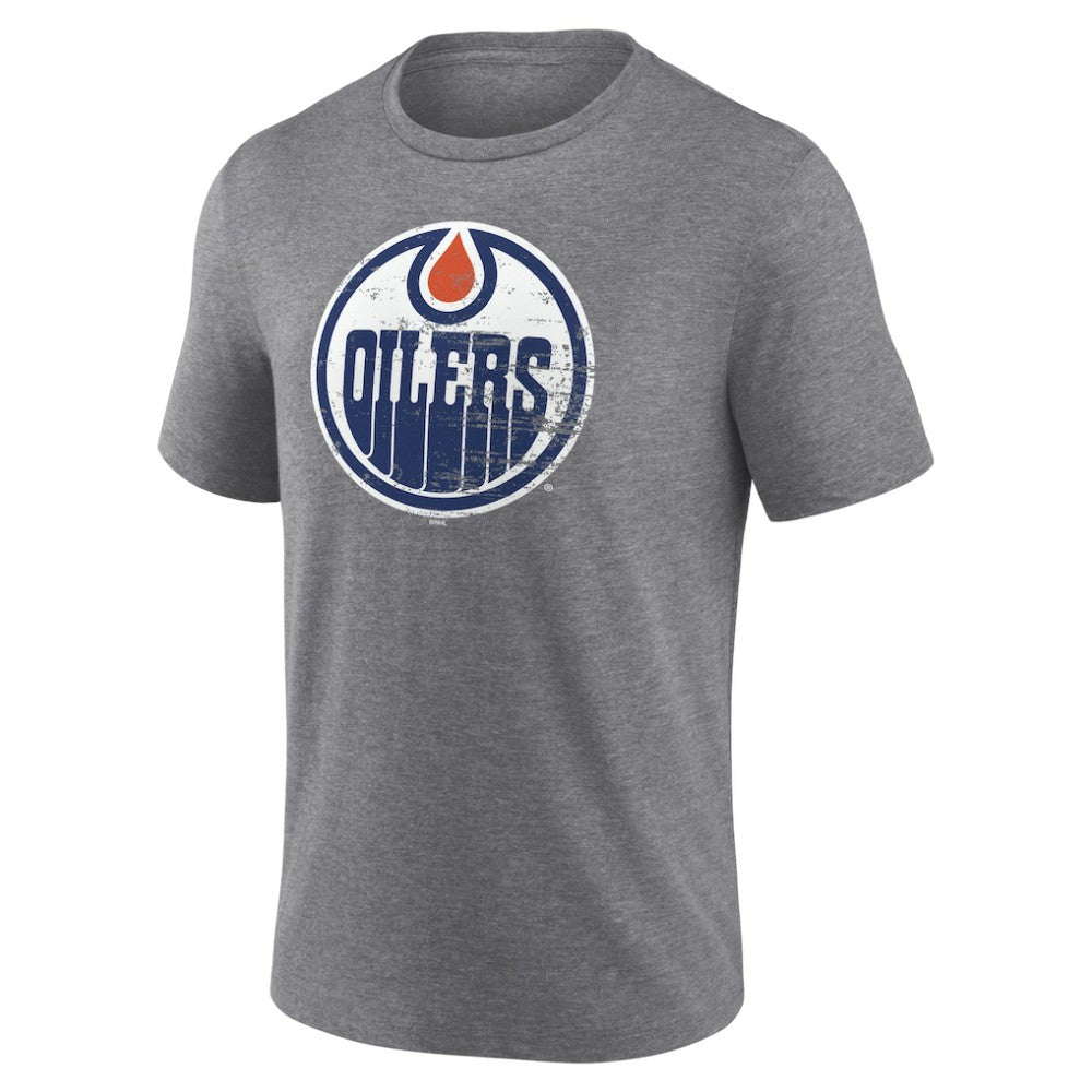 Edmonton Oilers Heritage Custom Tri-Blend T-Shirt - Gray - NHL 203467416
