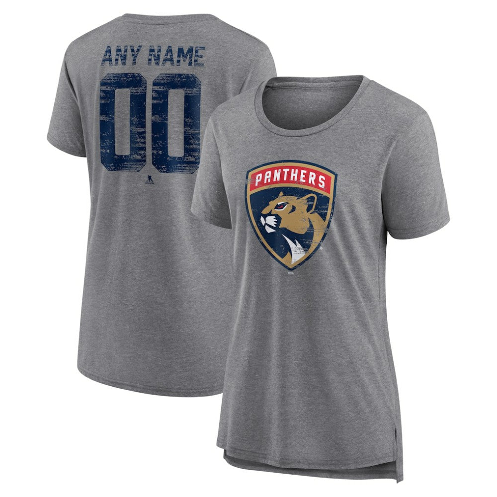 Florida Panthers Women's Heritage Custom Tri-Blend T-Shirt - Gray - NHL 203467419