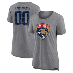 Florida Panthers Women's Heritage Custom Tri-Blend T-Shirt - Gray - NHL 203467419