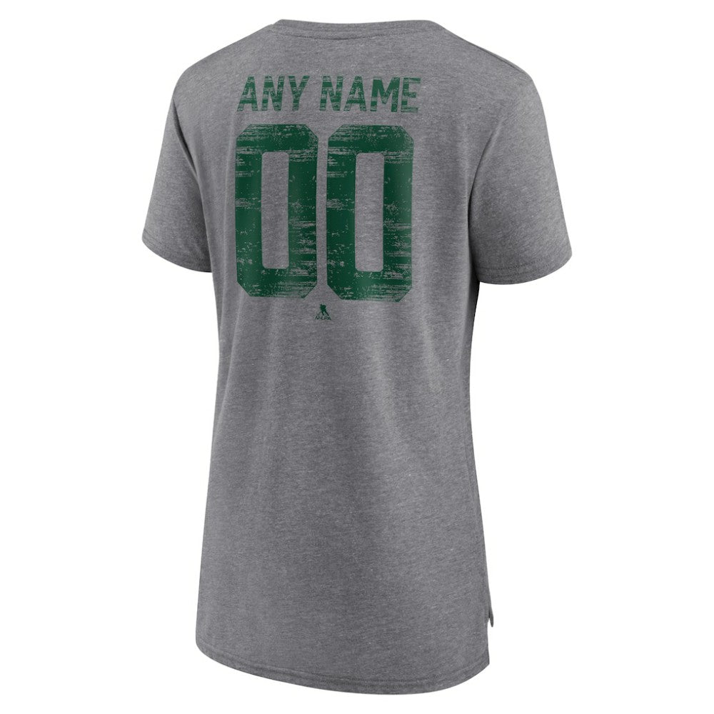 Minnesota Wild Women's Heritage Custom Tri-Blend T-Shirt - Gray - NHL 203467423