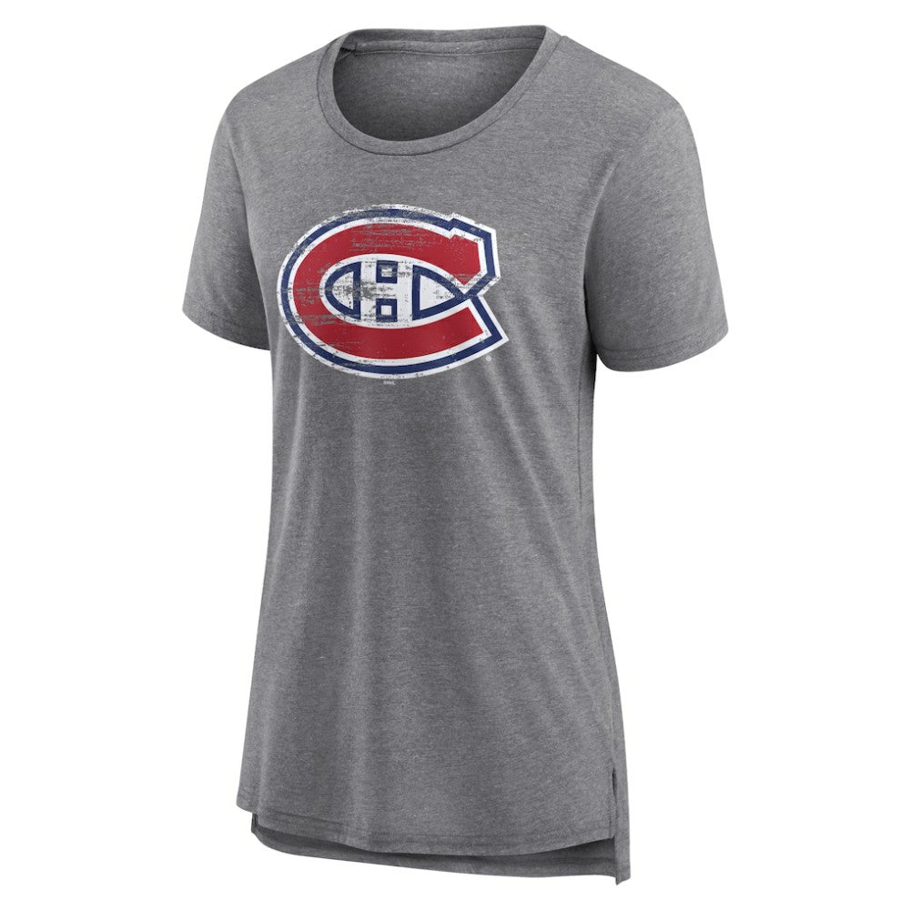 Montreal Canadiens Women's Heritage Custom Tri-Blend T-Shirt - Gray - NHL 203467425