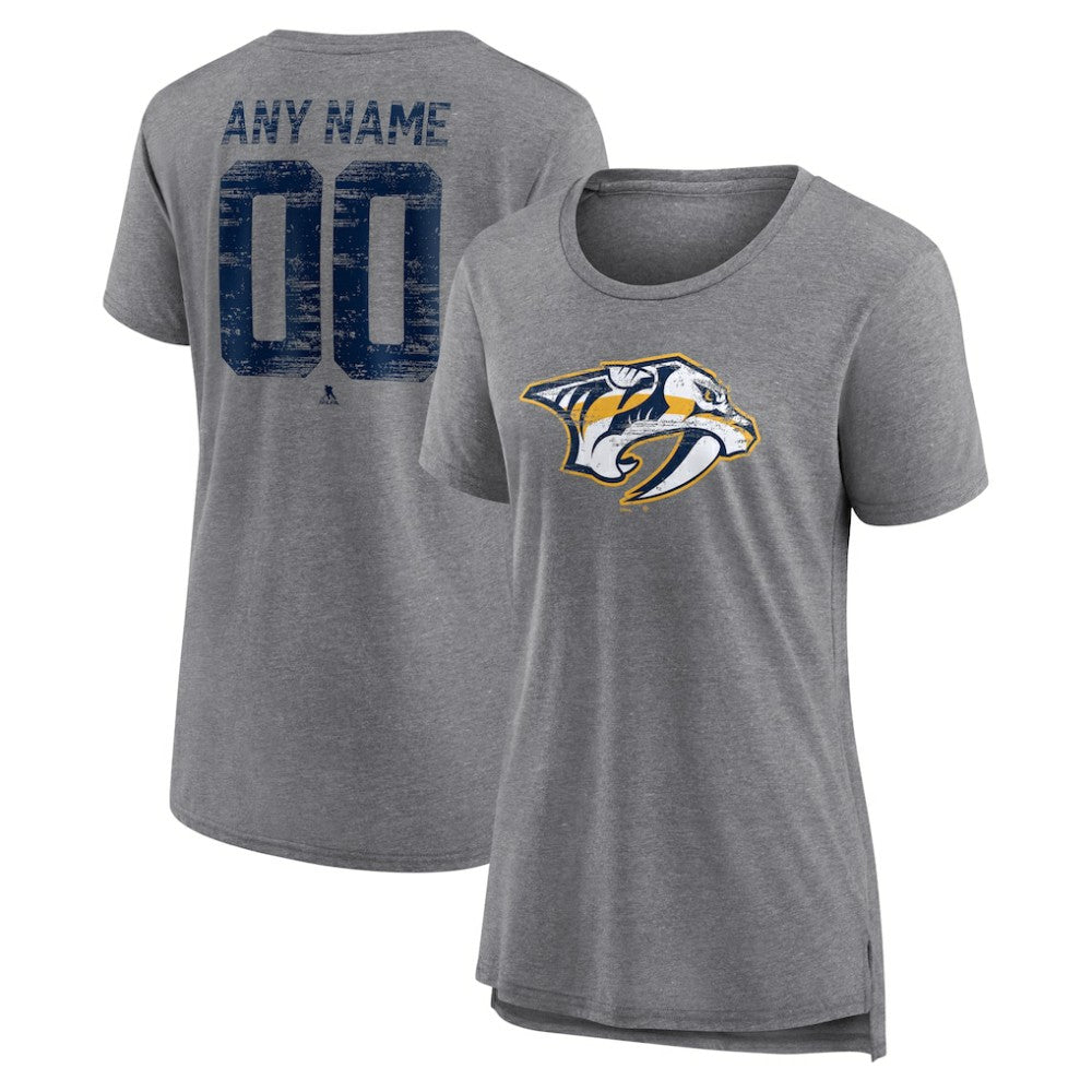 Nashville Predators Women's Heritage Custom Tri-Blend T-Shirt - Gray - NHL 203467427