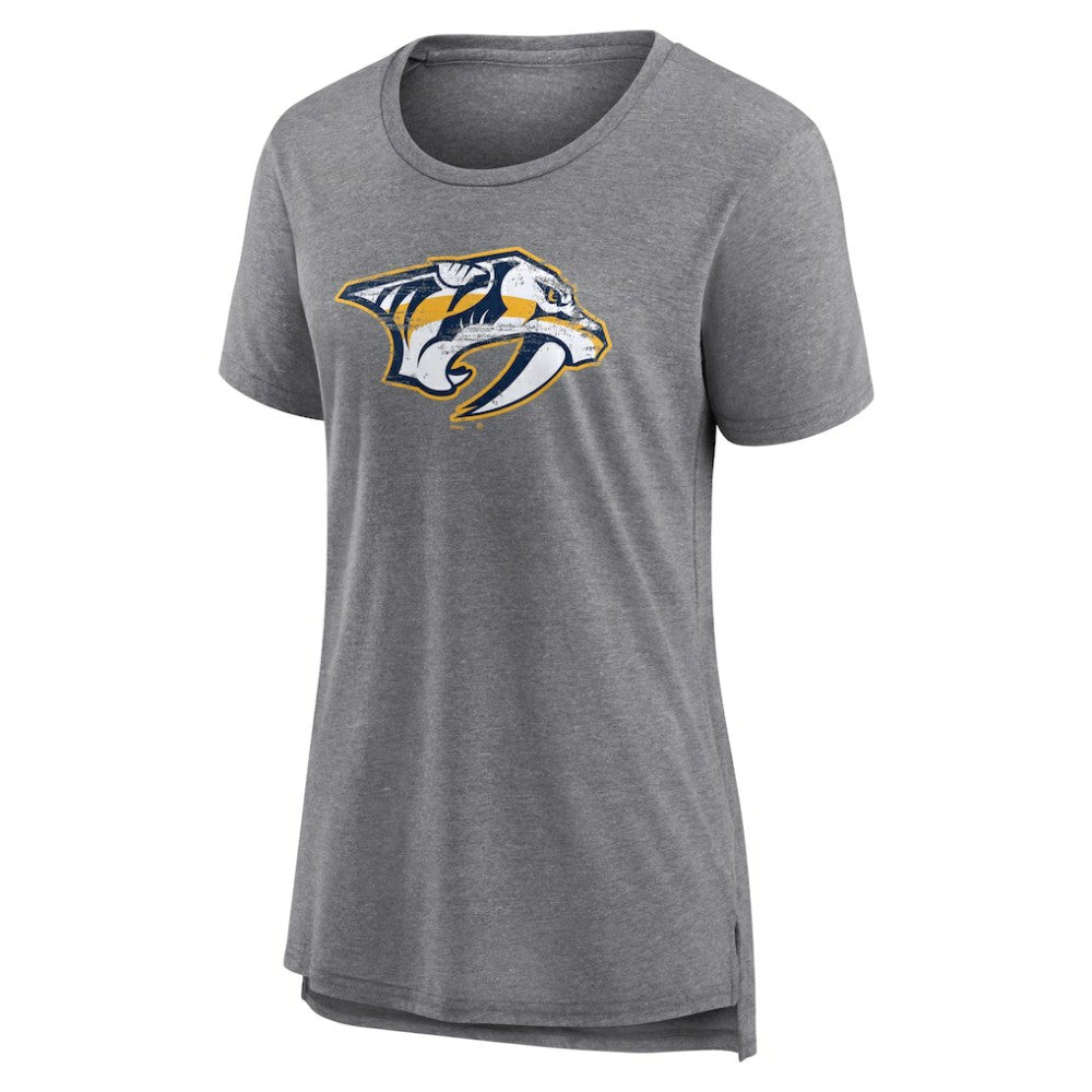 Nashville Predators Women's Heritage Custom Tri-Blend T-Shirt - Gray - NHL 203467427