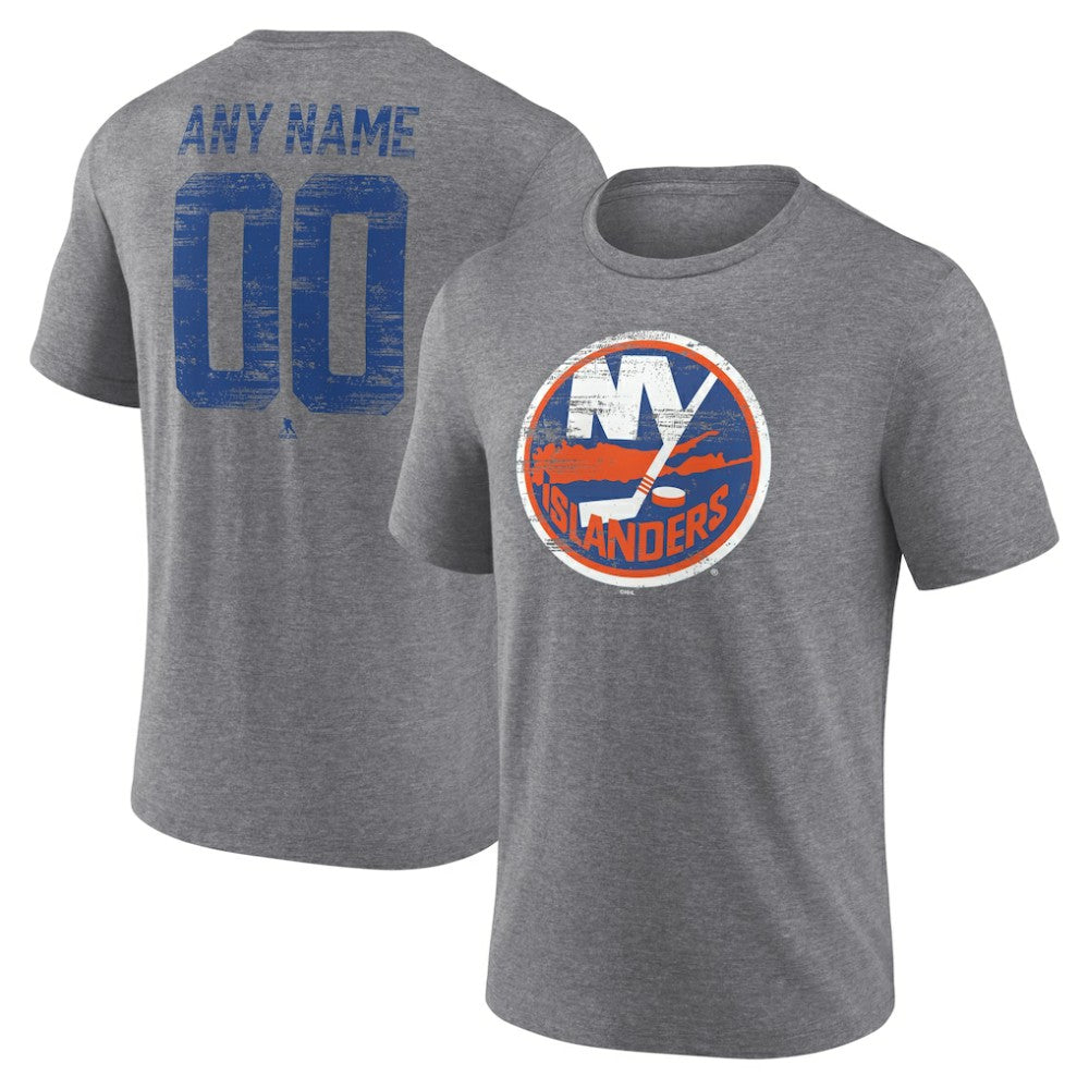 New York Islanders Heritage Custom Tri-Blend T-Shirt - Gray - NHL 203467430