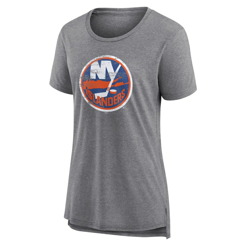 New York Islanders Women's Heritage Custom Tri-Blend T-Shirt - Gray - NHL 203467431