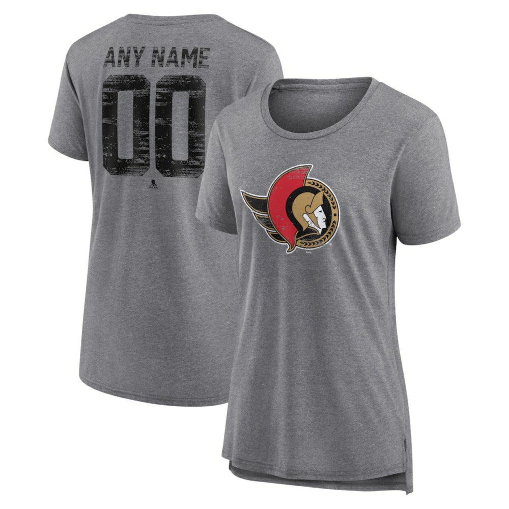 Ottawa Senators Women's Heritage Custom Tri-Blend T-Shirt - Gray - NHL 203467435
