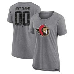 Ottawa Senators Women's Heritage Custom Tri-Blend T-Shirt - Gray - NHL 203467435
