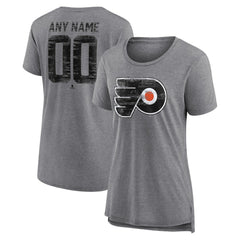 Philadelphia Flyers Women's Heritage Custom Tri-Blend T-Shirt - Gray - NHL 203467437
