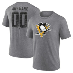 Pittsburgh Penguins Heritage Custom Tri-Blend T-Shirt - Gray - NHL 203467438