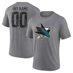 San Jose Sharks Heritage Custom Tri-Blend T-Shirt - Gray - NHL 203467440