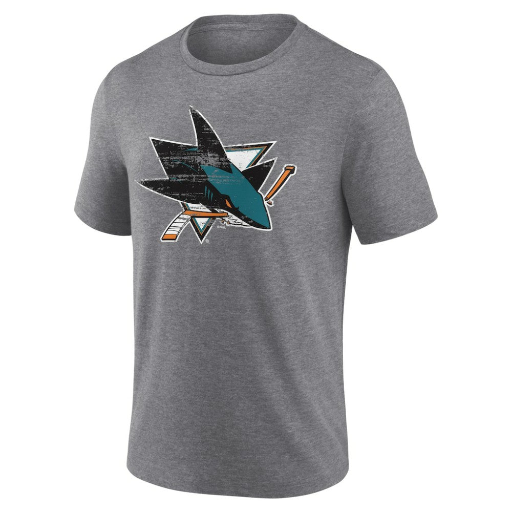 San Jose Sharks Heritage Custom Tri-Blend T-Shirt - Gray - NHL 203467440