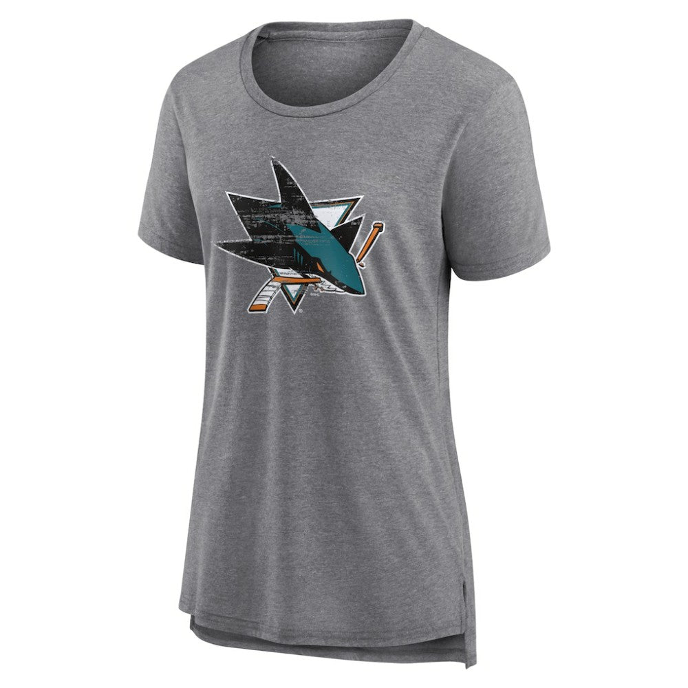San Jose Sharks Women's Heritage Custom Tri-Blend T-Shirt - Gray - NHL 203467441