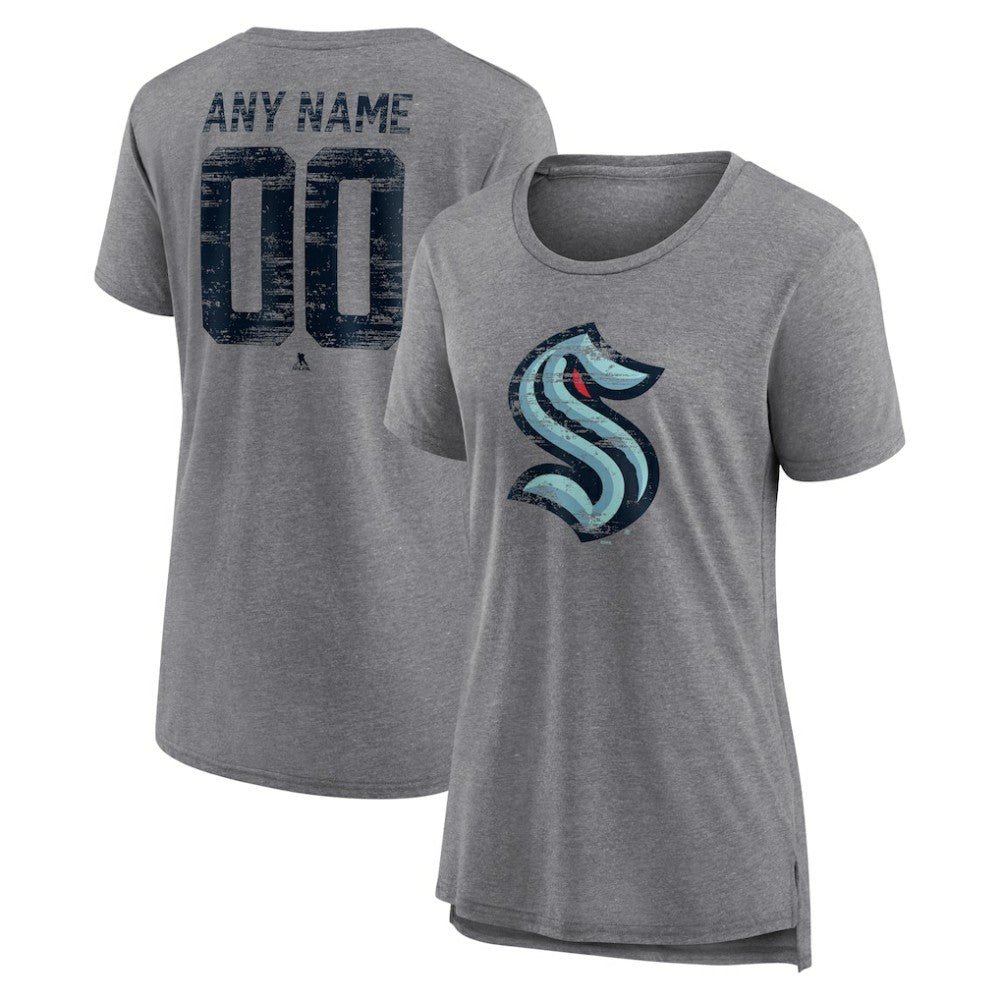 Seattle Kraken Women's Heritage Custom Tri-Blend T-Shirt - Gray - NHL 203467443