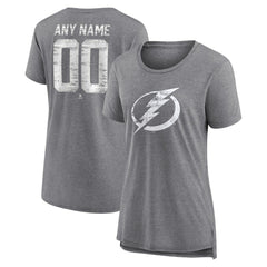 Tampa Bay Lightning Women's Heritage Custom Tri-Blend T-Shirt - Gray - NHL 203467447
