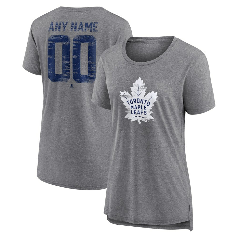 Toronto Maple Leafs Women's Heritage Custom Tri-Blend T-Shirt - Gray - NHL 203467449
