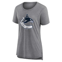 Vancouver Canucks Women's Heritage Custom Tri-Blend T-Shirt - Gray - NHL 203467453