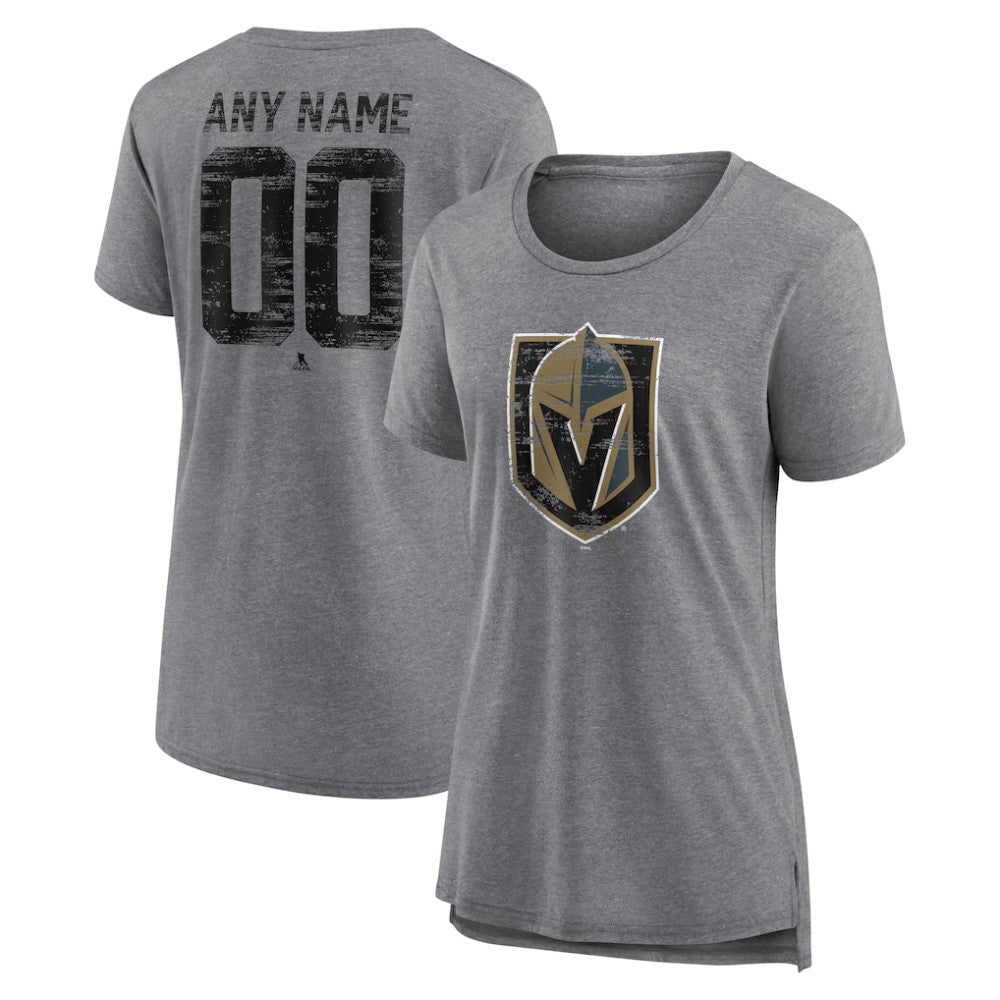 Vegas Golden Knights Women's Heritage Custom Tri-Blend T-Shirt - Gray - NHL 203467455
