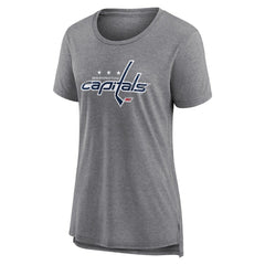 Washington Capitals Women's Heritage Custom Tri-Blend T-Shirt - Gray - NHL 203467457