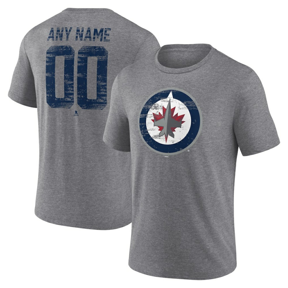 Winnipeg Jets Heritage Custom Tri-Blend T-Shirt - Gray - NHL 203467458