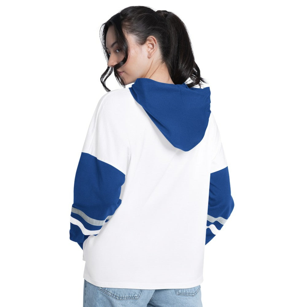 Los Angeles Dodgers G-III 4Her by Carl Banks Women's Key Player Oversized Hooded Long Sleeve T-Shirt - White/Royal - MLB Discount