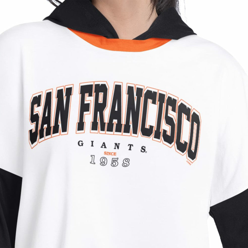 San Francisco Giants G-III 4Her by Carl Banks Women's Key Player Oversized Hooded Long Sleeve T-Shirt - White/Black - MLB on Sale