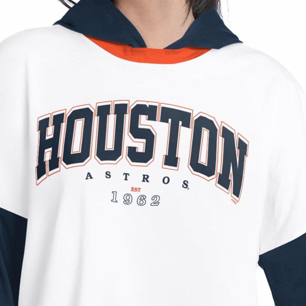 Houston Astros G-III 4Her by Carl Banks Women's Key Player Oversized Hooded Long Sleeve T-Shirt - White/Navy - MLB Discount