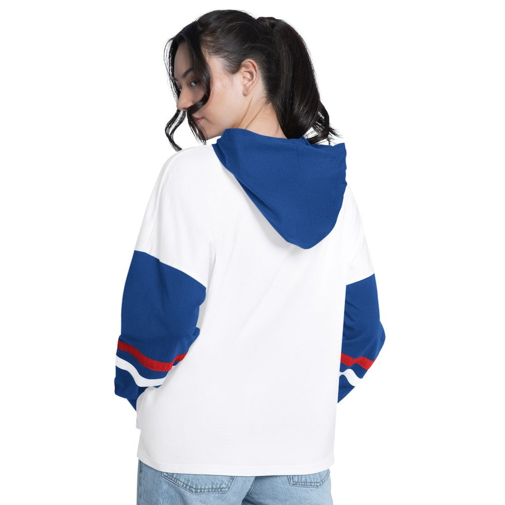 Chicago Cubs G-III 4Her by Carl Banks Women's Key Player Oversized Hooded Long Sleeve T-Shirt - White/Royal - MLB Discount